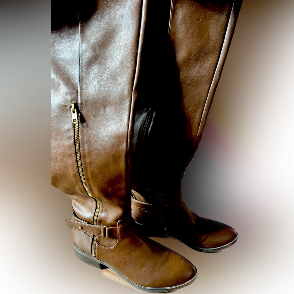 Brand Fergalicious, very comfortable and chick over the knee brown boots.